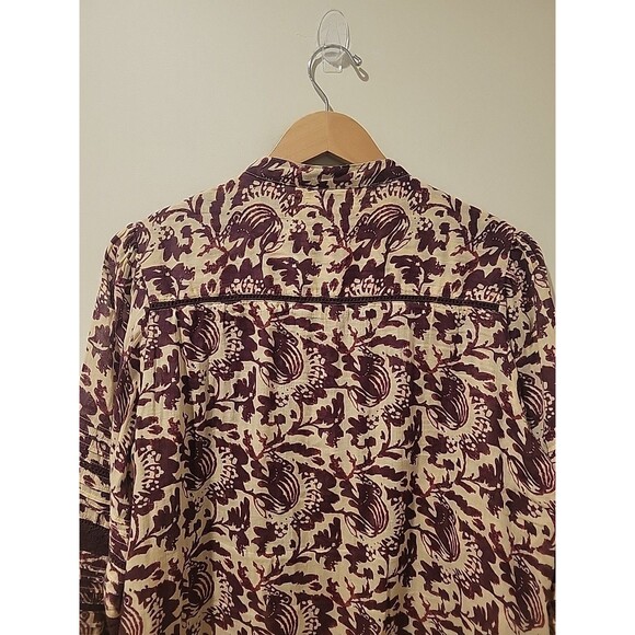 Maison Hotel Ninette Blouse Bacco Wine Floral Print XL Boho Long Sleeve Relaxed - Picture 5 of 7